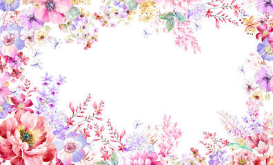 Fototapeta na wymiar Colorful watercolor flowers