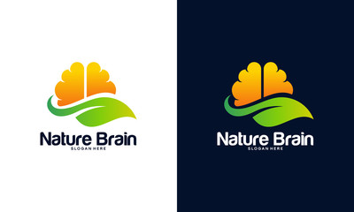 Nature Brain logo designs concept vector, Nature Mind logo template