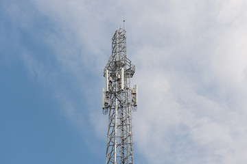 Communication Tower on blue sky background