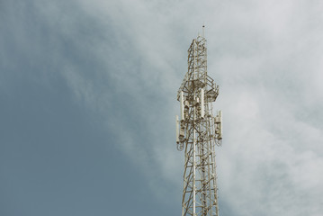 Communication Tower on blue sky background