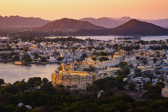 Aerial view of Udaipur's city palace