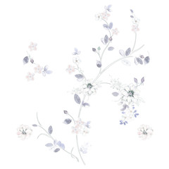 Elegant watercolor twigs flowers
