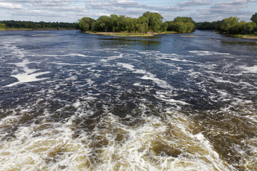 View of the Mississippi River from a dam