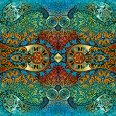 floral pattern on blue shabby background