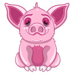 pretty pink piggy, cartoon vector illustration