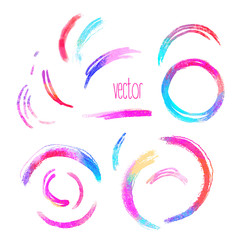 Set of hand drawn circles, vector design elements. Colorful simple abstract stains. Round trendy stylish texture. Hand painted artwork for print and textiles, home decor