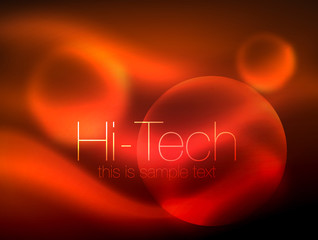 Blurred neon glowing circle, hi-tech modern bubble template, techno glowing glass round shapes or spheres. Geometric abstract background