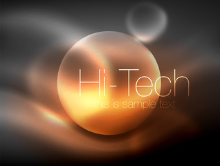 Blurred neon glowing circle, hi-tech modern bubble template, techno glowing glass round shapes or spheres. Geometric abstract background