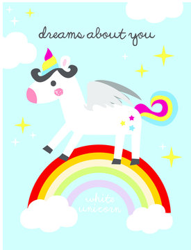 unicorn vector with rainbow