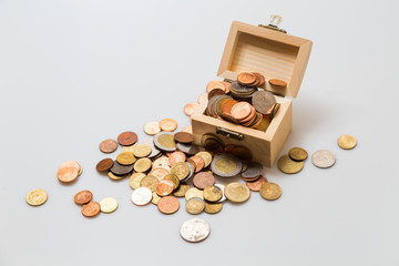 coins in the chest. concept for business and saving
