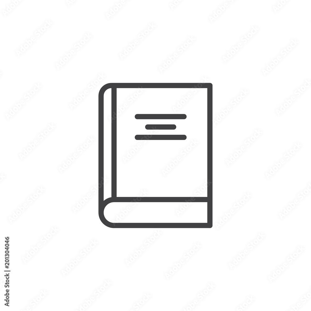 Poster covered book outline icon. linear style sign for mobile concept and web design. reading library simp