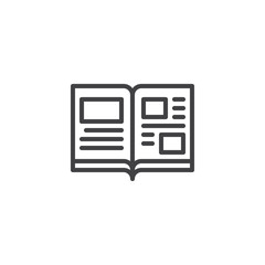 Open book pages outline icon. linear style sign for mobile concept and web design. Magazine open page simple line vector icon. Symbol, logo illustration. Pixel perfect vector graphics