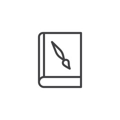 Book with paint brush outline icon. linear style sign for mobile concept and web design. Drawing art book simple line vector icon. Symbol, logo illustration. Pixel perfect vector graphics