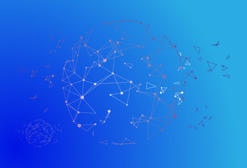 abstract line connection, Network connection turned into, vector illustration.