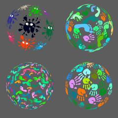set of decorative 3d balls 