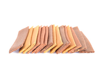 Dog feed in stripe isolated on white