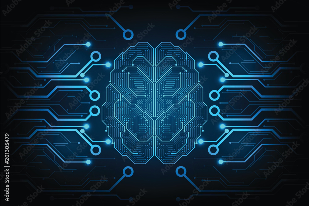 Poster electronic circuits in the form of the brain.