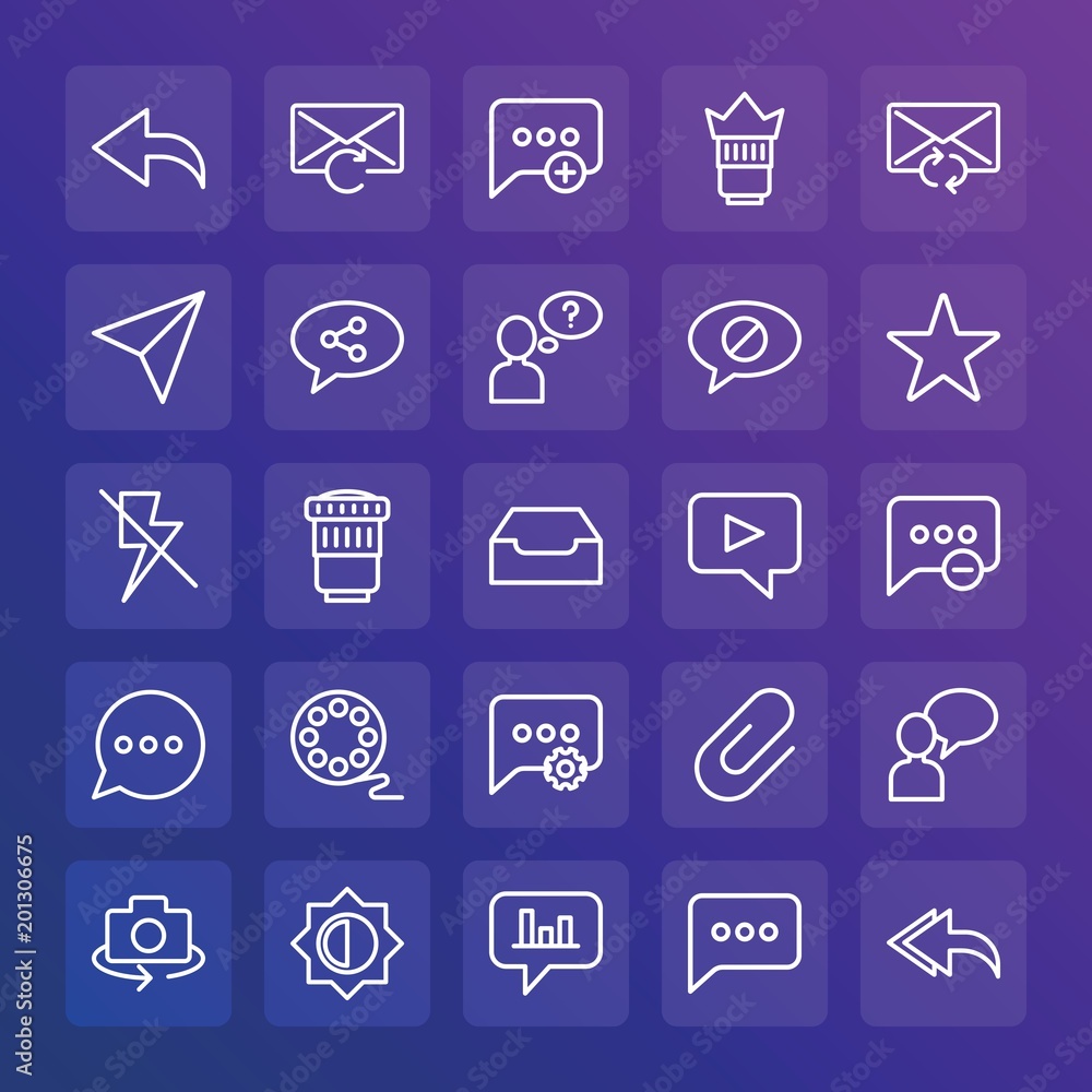 Poster modern simple set of chat and messenger, video, photos, email vector outline icons. ..contains such 