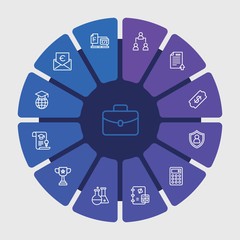 business, money, education Infographic Circle outline Icons Set. Contains such Icons as  design, education,  lab,  case,  mathematics,  ticket,  online,  code and more. Fully Editable. Pixel Perfect..