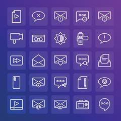 Modern Simple Set of chat and messenger, video, photos, email Vector outline Icons. ..Contains such Icons as  phone, exit,  icon,  mail and more on gradient background. Fully Editable. Pixel Perfect.