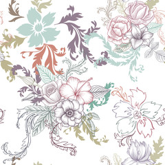 Obraz na płótnie Canvas vintage vector floral seamless pattern