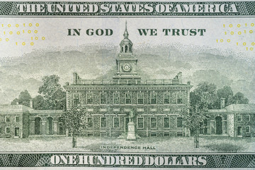 100dollar bill , in god we trust - obrazy, fototapety, plakaty