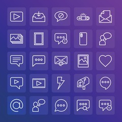 Modern Simple Set of chat and messenger, video, photos, email Vector outline Icons. ..Contains such Icons as  technology,  electronic and more on gradient background. Fully Editable. Pixel Perfect.