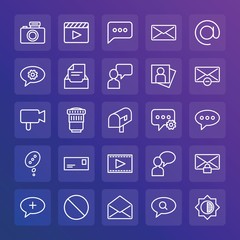 Modern Simple Set of chat and messenger, video, photos, email Vector outline Icons. ..Contains such Icons as  phone,  vector,  business and more on gradient background. Fully Editable. Pixel Perfect.