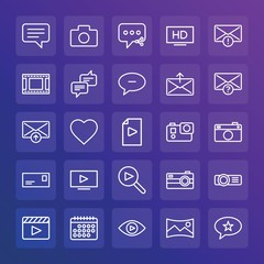 Modern Simple Set of chat and messenger, video, photos, email Vector outline Icons. ..Contains such Icons as  vector,  view,  chat,  tv and more on gradient background. Fully Editable. Pixel Perfect.