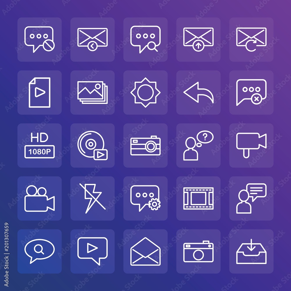 Aufkleber modern simple set of chat and messenger, video, photos, email vector outline icons. ..contains such 