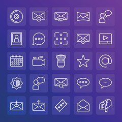 Modern Simple Set of chat and messenger, video, photos, email Vector outline Icons. ..Contains such Icons as  compact,  mailbox,  think and more on gradient background. Fully Editable. Pixel Perfect.