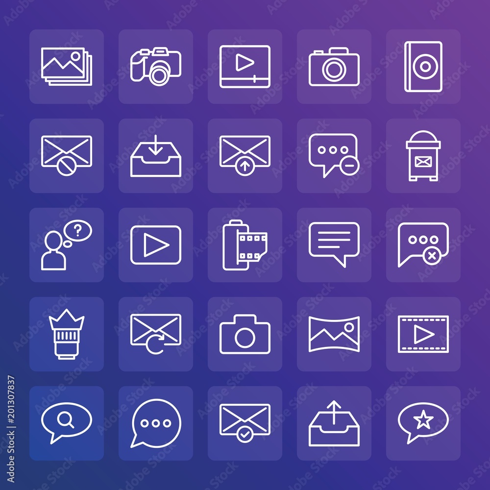 Aufkleber modern simple set of chat and messenger, video, photos, email vector outline icons. ..contains such 