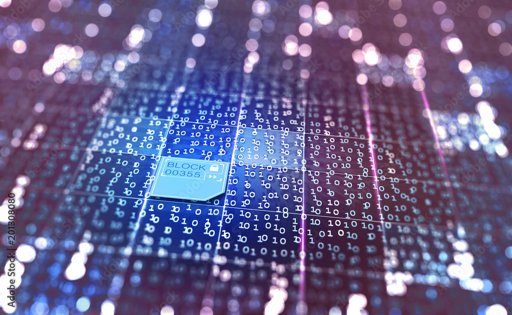 Poster Cyberspace abstract concept. 3D illustration on a digital background with binary code elements