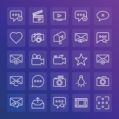 Modern Simple Set of chat and messenger, video, photos, email Vector outline Icons. ..Contains such Icons as background,  television and more on gradient background. Fully Editable. Pixel Perfect.