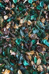 A background of teal potpourri