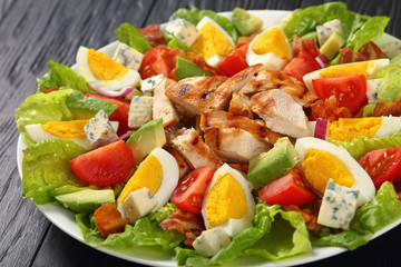 close-up of delicious american cobb salad