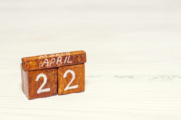 April 22 - Earth day on the wooden calendar