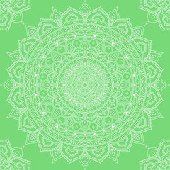 Seamless pattern with mandala ornament. Hand drawn vector illustration
