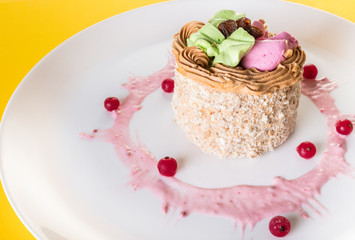 fruit dessert cake in a plate