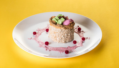 fruit dessert cake in a plate