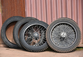 Naklejka premium New tires of speedway motorbikes