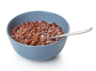 cereal balls with cocoa in milk