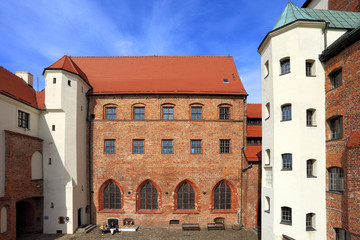 Darlowo, Poland - Historic quarter - inner courtyard of the medieval Pomeranian Dukes’ Castle