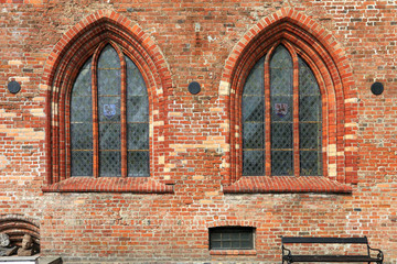 Fototapeta na wymiar Darlowo, Poland - Historic quarter - gothic windows of the medieval Pomeranian Dukes’ Castle