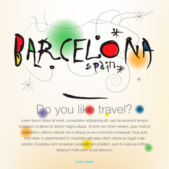 Welcome to Spain, Barcelona, travel desing background, poster, vector illustration.
