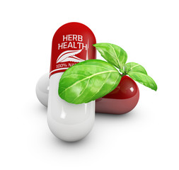 Natural vitamin pills, Alternative medicine. 3d Illustration