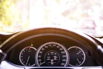 Dashboard board of car : Dash or instrument panel is control panel located directly ahead of a vehicle's driver and display instrumentation and controls for the vehicle's operation.