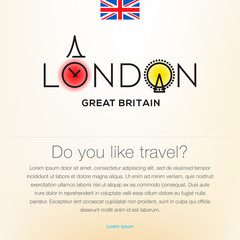 Welcome to London, Great Britain, travel desing background, poster, vector illustration.