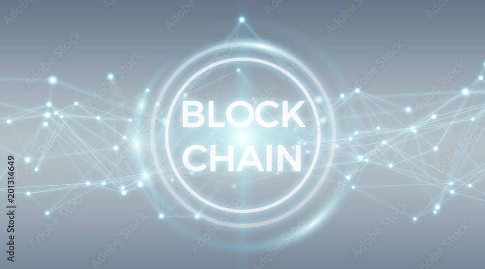 Poster Blockchain connection background 3D rendering
