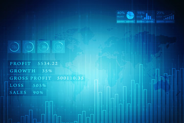 2d rendering Stock market online business concept. business Graph 